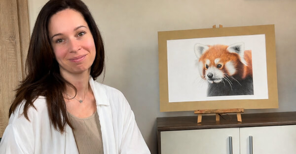 Kreslení pastelkami – portrét pandy červené