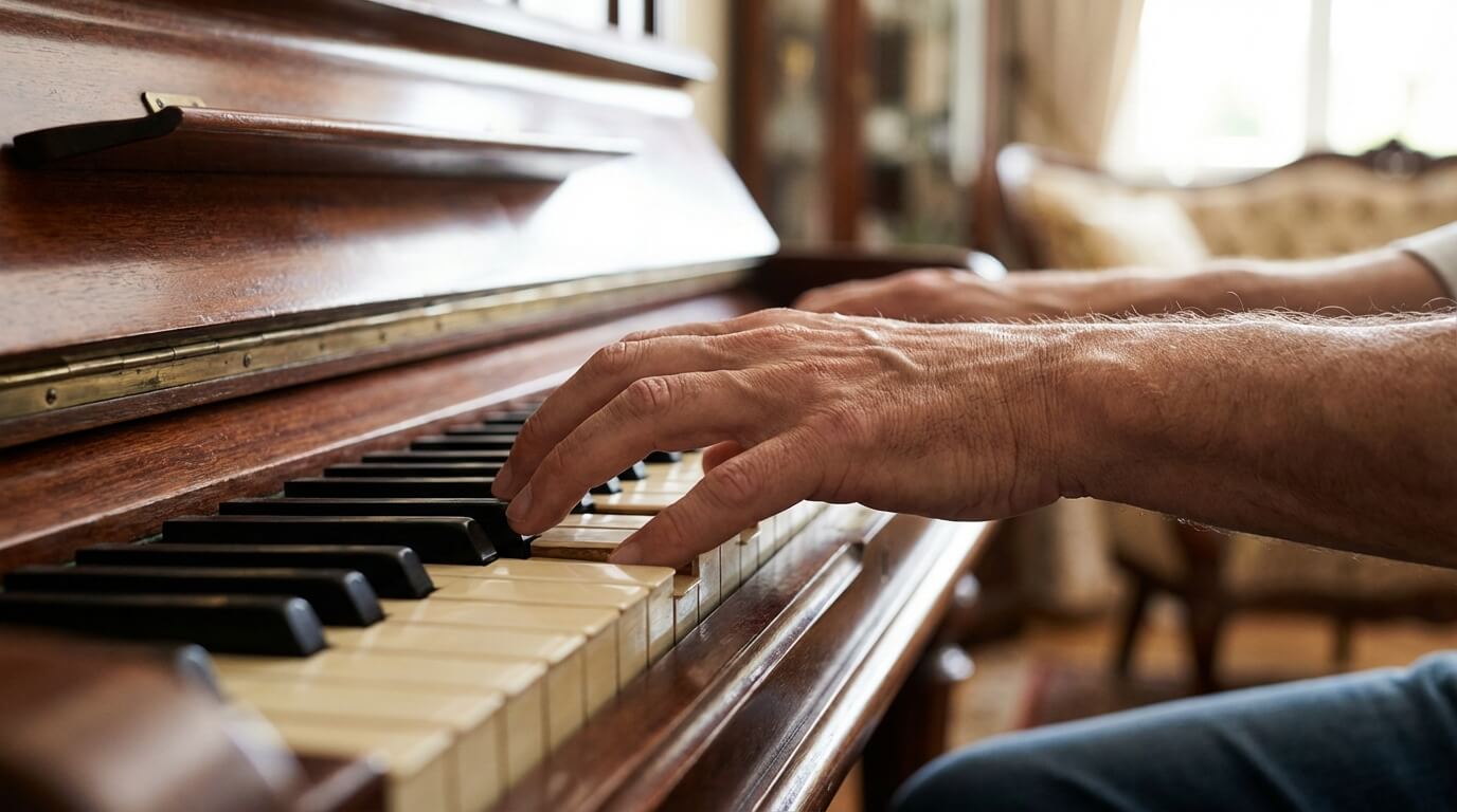 Detail rúk hrajúcich na klavírne klávesy