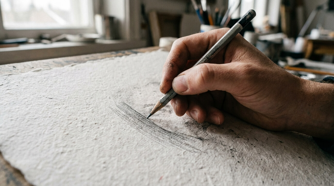 Detail ruky kresliacou ceruzkou na papier